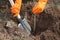 Closeup of farmer planting tree