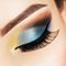 Closeup female eye with beautiful fashion bright makeup