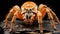 Closeup female of Spider Tarantula in threatening position. generative ai