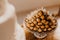 Closeup of a festive table with a pile of sweets during the ceremony