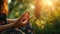 Closeup fingers of a girl sitting in lotus position