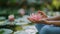 Closeup fingers of a girl sitting in lotus position