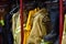 Closeup of Firefighter gear on hangers inside a fire station