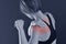 Closeup of fitness woman with shoulder pain