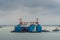 Closeup of floating dry dock at entrance of Tau River, Vung Tau city, Vietnam