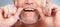 Closeup, floss and man with dental health, cleaning teeth and fresh breath against grey studio background. Male