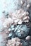 Closeup Flowers Fantasy Art Brushed White Blue Paint Elegant Extremely Ornamental Painting Silk Aesthetic Sun..Closeup Flowers