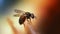 Closeup of a fly in a natural blurry background. AI-generated.
