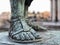 Closeup foot of a statue