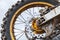 Closeup fragment of motocross bike wheel