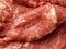 Closeup of fresh beef meat. A large piece of raw meat. Close-up of meat fibers. Healthy protein nutrition. Veal. High quality