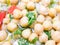 Closeup of a fresh chickpea salad