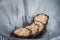 Closeup of freshly baked florentine  biscuits in a glass bowl