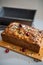 Closeup on freshly baked pumpkin bread with seeds