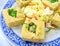 The closeup of fried stinky tofu