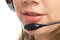 Closeup friendly customer support girl isolated