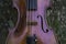 Closeup front side of violin.Show detail of acoustic instrument