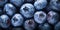 Closeup of Frozen Blueberries Pile. Fresh Cold Berries. Generative AI
