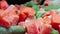 Closeup of frozen vegetables. Closeup of frozen cauliflower, brussels sprouts, green peas and orange carrots