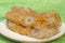 Closeup fungus in rice on a white plate