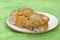 Closeup fungus in rice on a white plate