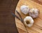 Closeup garlic on wooden table