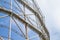 Closeup gasometer and rusty metal disused