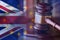 Closeup gavel on background of overlapped flags
