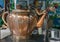 Closeup, Giant copper cooking vessel at market downtown Guilin, China