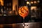 Closeup glass of aperol spritz cocktail decorated with orange at bar background. Generative AI