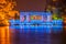 Closeup of Glass bridge under blue light at night, Guilin, China