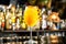 Closeup glass of orange screwdriver cocktail at bar counter