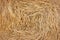 Closeup of golden hay roll circular haystack, texture