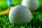 Closeup golf ball on grass