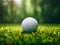 closeup of Golf ball on green grass generative AI