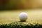 Closeup Golf Ball On Tee. Generative AI