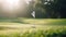 Closeup golf on green grass and sun shine