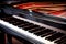 Closeup the grand piano keys on black piano classical music instrument Generative AI