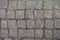 Closeup of granite setts road pavement