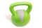 Closeup of a green 8 kg kettlebell