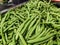 Closeup on Green beans sold on a market