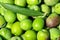 Closeup of green olives.