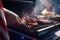 Closeup of a grill master cooking up delicious. Generative ai