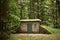 Closeup of a ground cellar, small stone construction in the woodland