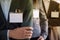 Closeup.group of business people with blank badges