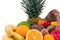 Closeup of a group of exotic fruits on a white background