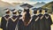 closeup of a group of graduates, proudly posing for a memorable snapshot