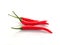 Closeup group of hot spicy red Thai chili peppers isolated on a white background