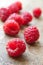 Closeup of group of raspberries