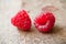 Closeup of group of raspberries